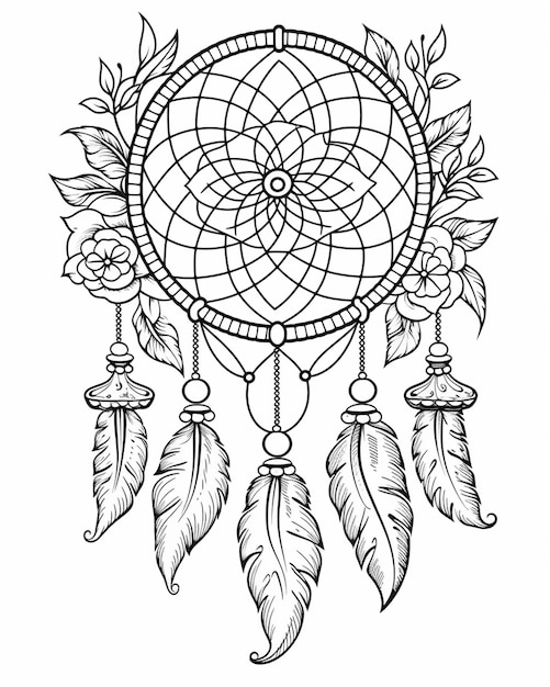Dream Catcher Ornate Pattern Drawing dla dzieci