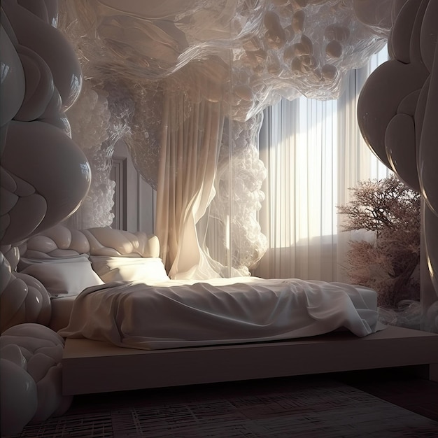 Zdjęcie dream fantasy sypialnia generatywne ai