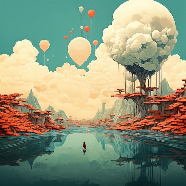 Dreamscape Art Surrealistyczny abstrakcyjny krajobraz cudów