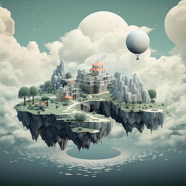 Dreamscape Art Surrealistyczny abstrakcyjny krajobraz cudów