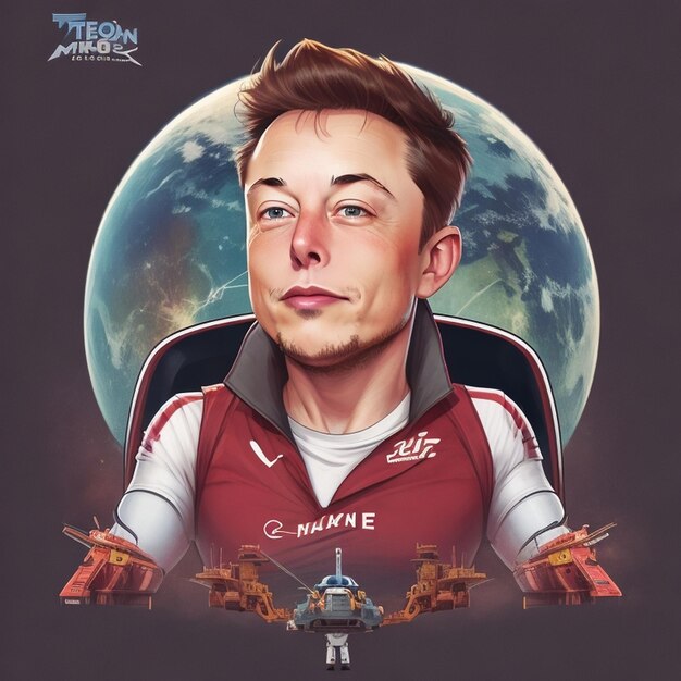 DreamShaperv7CartoonofElonmuskfortshirtdesign2v1