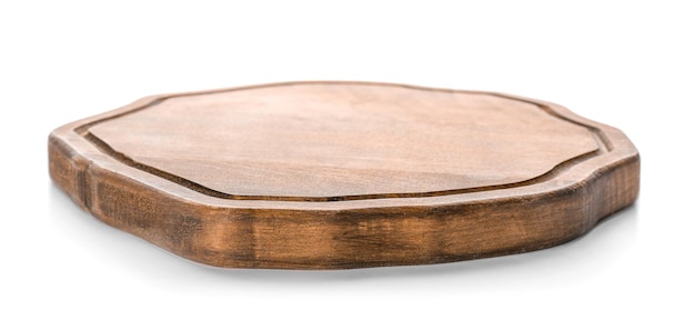 Drewniana deska na białym tle Ręcznie robione przybory kuchenne