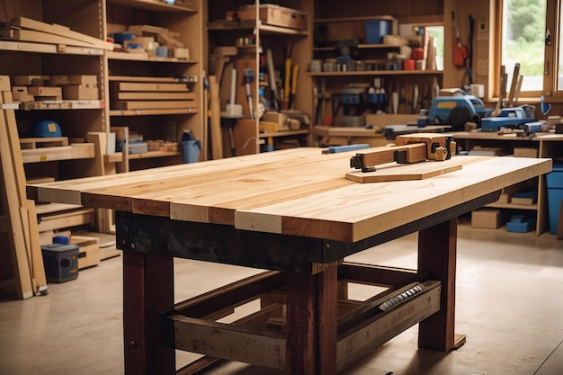 Drewniana deska w warsztacie do obróbki drewna odpowiednia do narzędzi i produktów rzemieślniczych