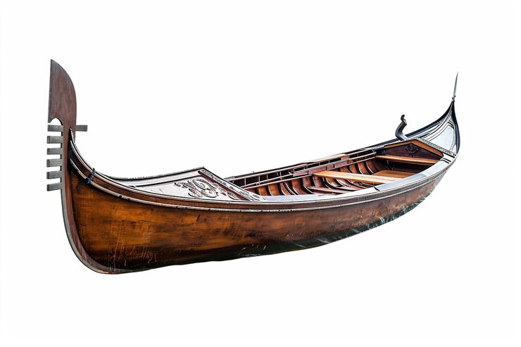 Zdjęcie drewniana gondola izolowana na białym tle