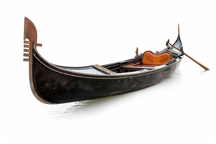 Zdjęcie drewniana gondola izolowana na białym tle