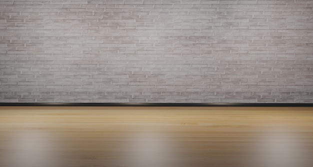 Zdjęcie drewniana podłoga i biała ceglana ściana umieszczenie produktu pusty pokój
