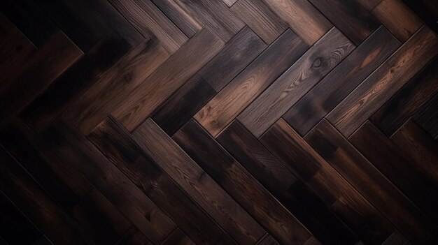 Drewniana podłoga z ciemną drewnianą podłogą i ciemnym tłem.