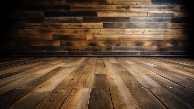 Zdjęcie drewniana podłoga z drewnianym tłem