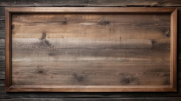Zdjęcie drewniana rama na ścianie z drewnianym tłem