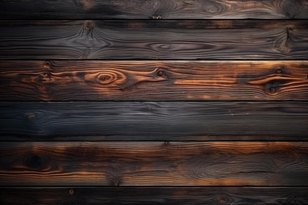 Drewniana ściana z ciemnobrązowym tłem i ciemnobrązowym tłem z jasnobrązowym tłem.