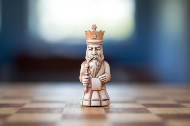 Zdjęcie drewniana szachownica z białym królem w matie