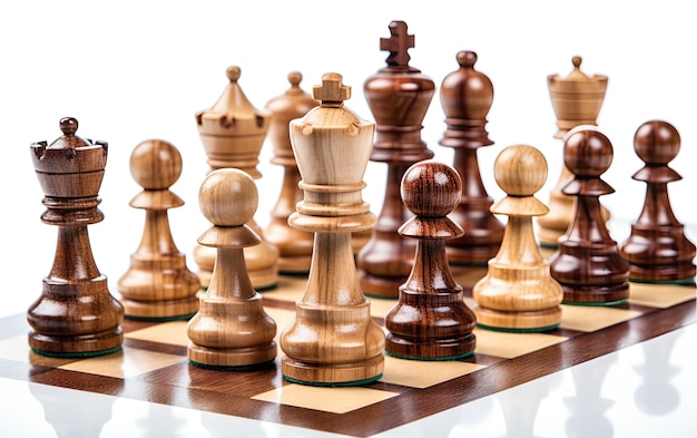 Drewniana szachownica z kawałkami Tradycyjna gra strategiczna dla wyzwania intelektualnego