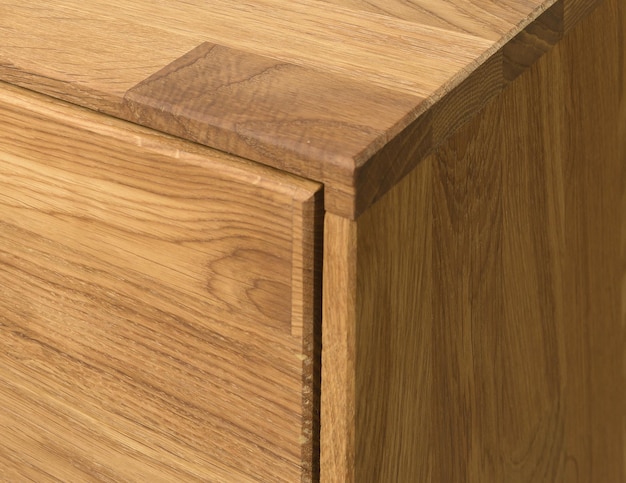 Zdjęcie drewniana szuflada zamknij widok zdjęcie drewniane eko elementy mebli tło szczegóły mebli z litego drewna