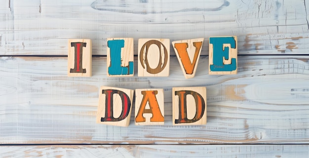 drewniana układanka z napisem "Kocham tatę"