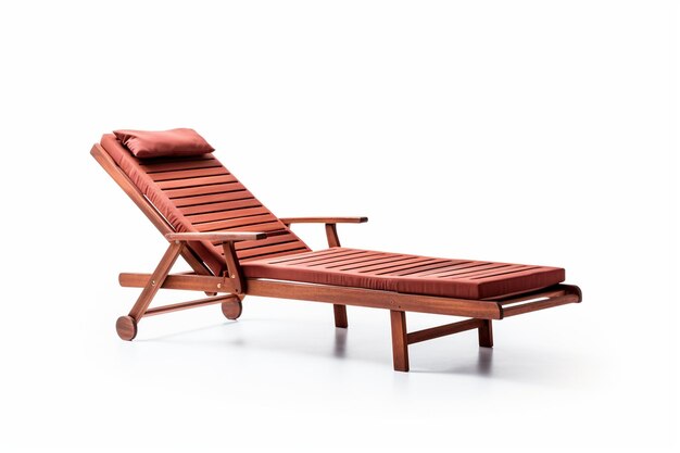 Zdjęcie drewniane chaise longue izolowane na białym tle 3d rendering