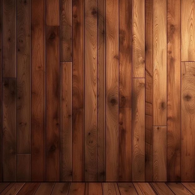 Drewniane drzwi są otwarte na drewnianą ścianę.