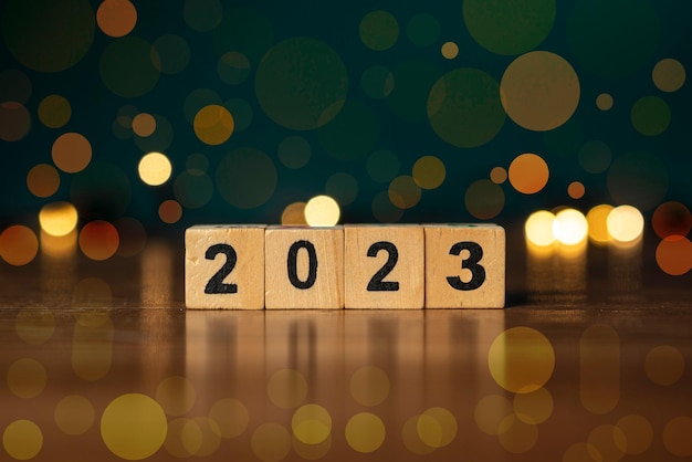 Zdjęcie drewniane kostki z numerami 2023 nowy rok 2023