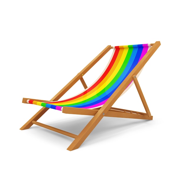 Drewniane krzesło plażowe na białym tle