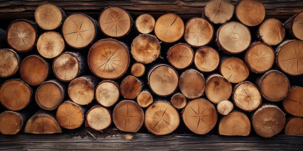 Drewniane naturalne drewniane kłody jako tło Górny widok Tekstura drewna Dla ilustracji książki banerowej kartki pocztowej Stworzone za pomocą narzędzi sztucznej inteligencji generatywnej