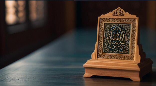 Zdjęcie drewniane pudełko z kaligrafią kaligrafii na nim