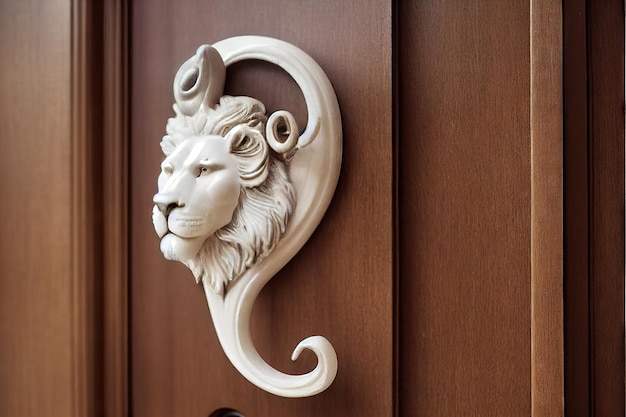 Drewniane średniowieczne drzwi z uchwytem w kształcie głowy lwa