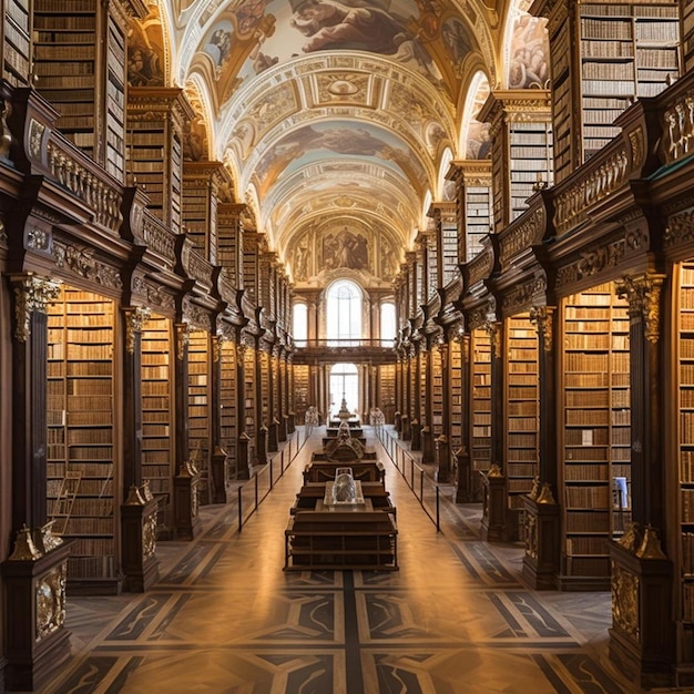 Zdjęcie drewniane wnętrze biblioteki wewnątrz państwowego muzeum sztuki i kultury w saint