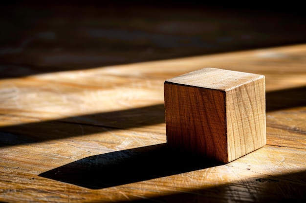 Zdjęcie drewniany blok na drewnianej podłodze