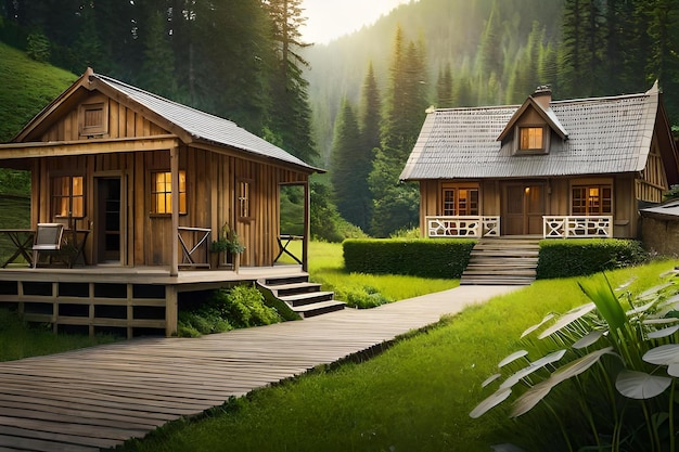 Drewniany dom z widokiem na jezioro