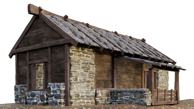 drewniany i kamienny średniowieczny dom architektury zewnętrzny budynek