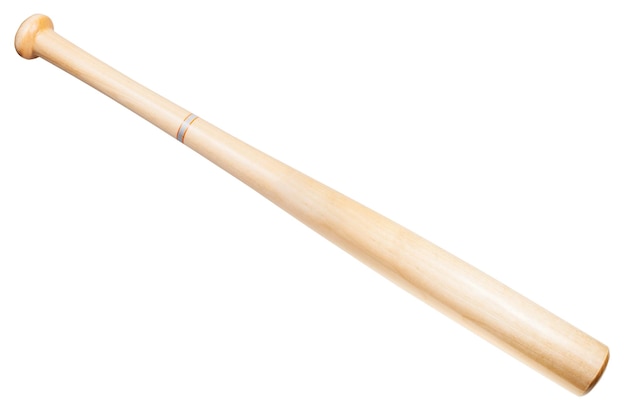 Drewniany kij baseballowy na białym tle