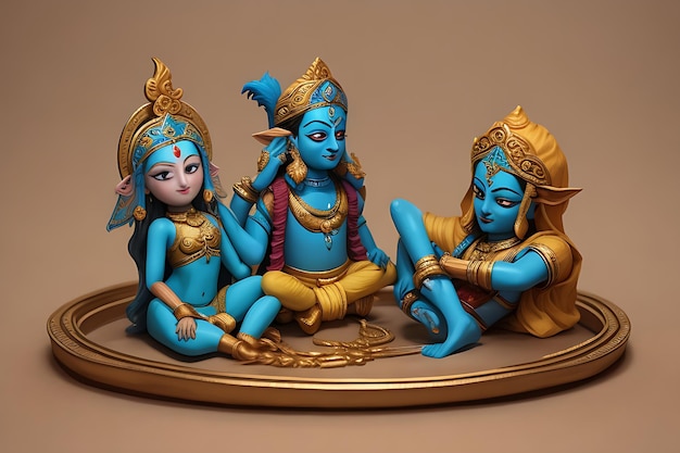 Drewniany MDF Leela Set Krishna z Gawal dla Janmashtam