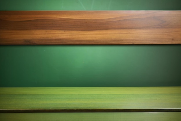 drewniany panel stołowy na zielonym tle