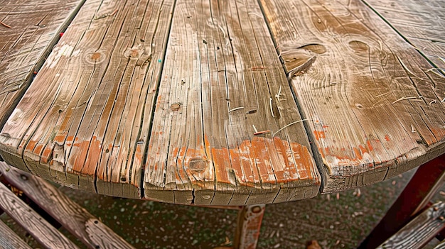 Drewniany stół w parku publicznym Abstrakcyjne tło i tekstura