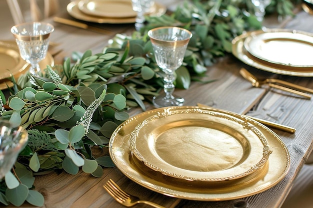 drewniany stół z złotymi płytkami i srebrnikami