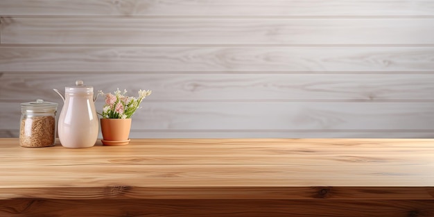 Drewniany stołek w kuchni z pustą przestrzenią