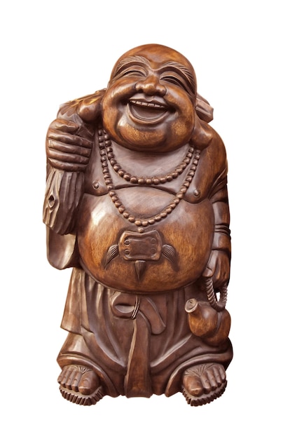 Drewniany szczęśliwy budda