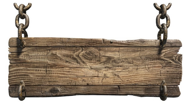 Drewniany znak izolowany na białym tle oferuje klasyczny i ponadczasowy element dla