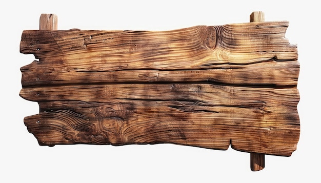 Drewniany znak izolowany na białym tle oferuje klasyczny i ponadczasowy element dla