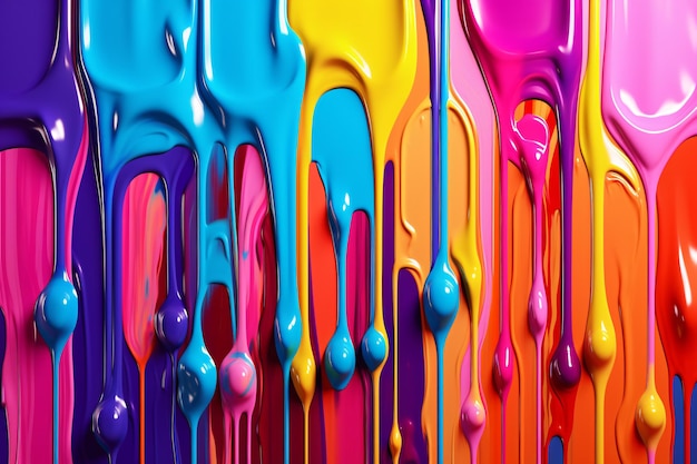 Dripping Colorful Liquid Paint Background Ciekły atrament Dripping background Dripping Paint texture background Paint Dripping wallpaper Multicolor Paint Driping AI Generative