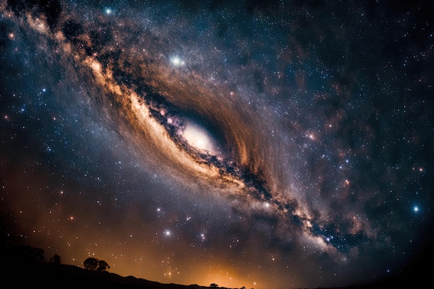 Droga Mleczna na ziarnistym zdjęciu nocnego nieba z długim czasem naświetlania