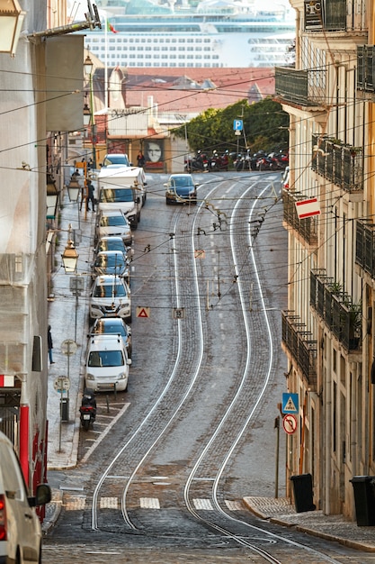 Droga Z Szynami W Lizbona Portugalia