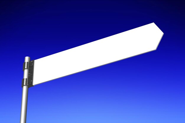 Drogowskaz z białą strzałką streszczenie błękitne niebo 3D ilustracji