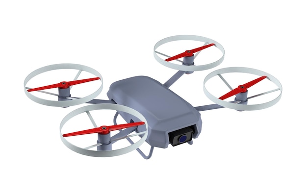 Dron izolowany na białym tle 3d Rendering