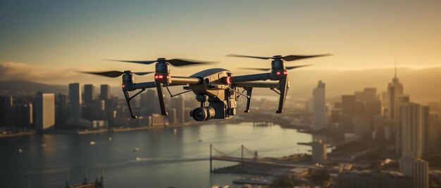 dron lata nad miastem z miastem na tle
