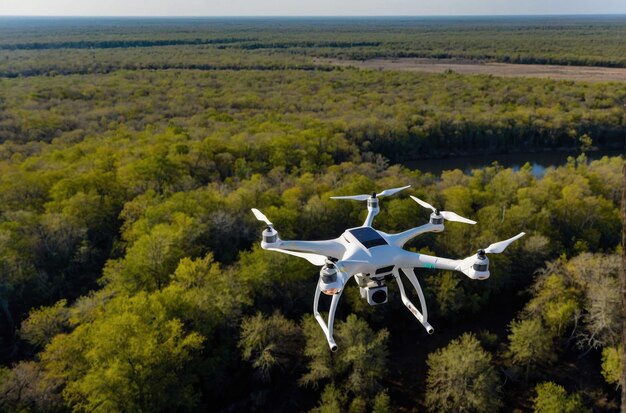 Zdjęcie dron zasilany energią słoneczną na polu