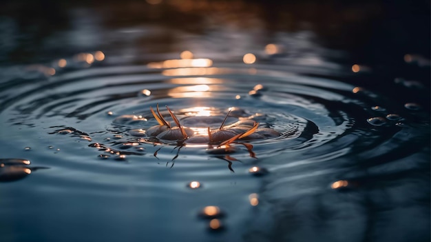 Zdjęcie droplet dance krople wody tańczą na powierzchni stawu generative ai