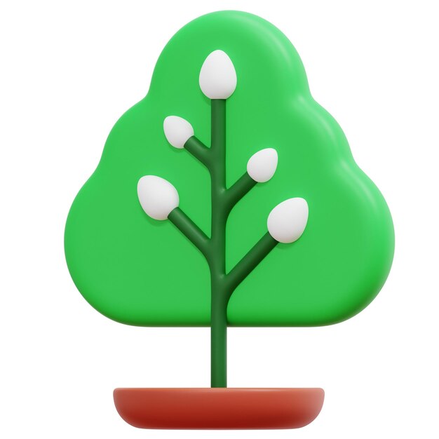 drzewo 3d render ikona ilustracja