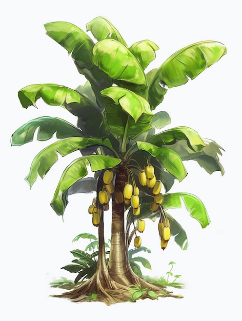 Drzewo bananowe z bananowcem na nim