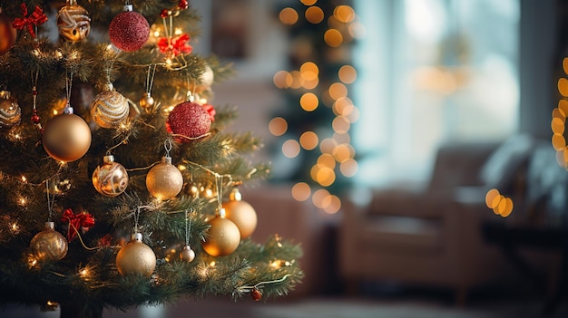 Drzewo bożonarodzeniowe z dekoracjami oświetleniowymi