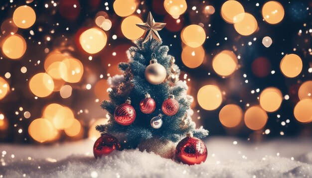 Drzewo bożonarodzeniowe z ozdobami i światłami